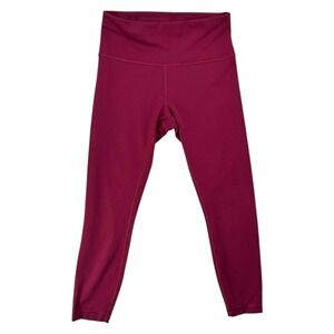 lululemon Wunder Train High Rise Leggings 24" Burgundy Drawstring Size 10